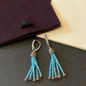 LAGOS 18k/925 Caviar Icon Blue Apatite Tassel Earrings